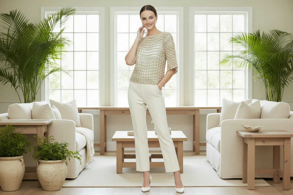 Jade Long Sleeve Floral Pearl Top - Gold | Benaar La