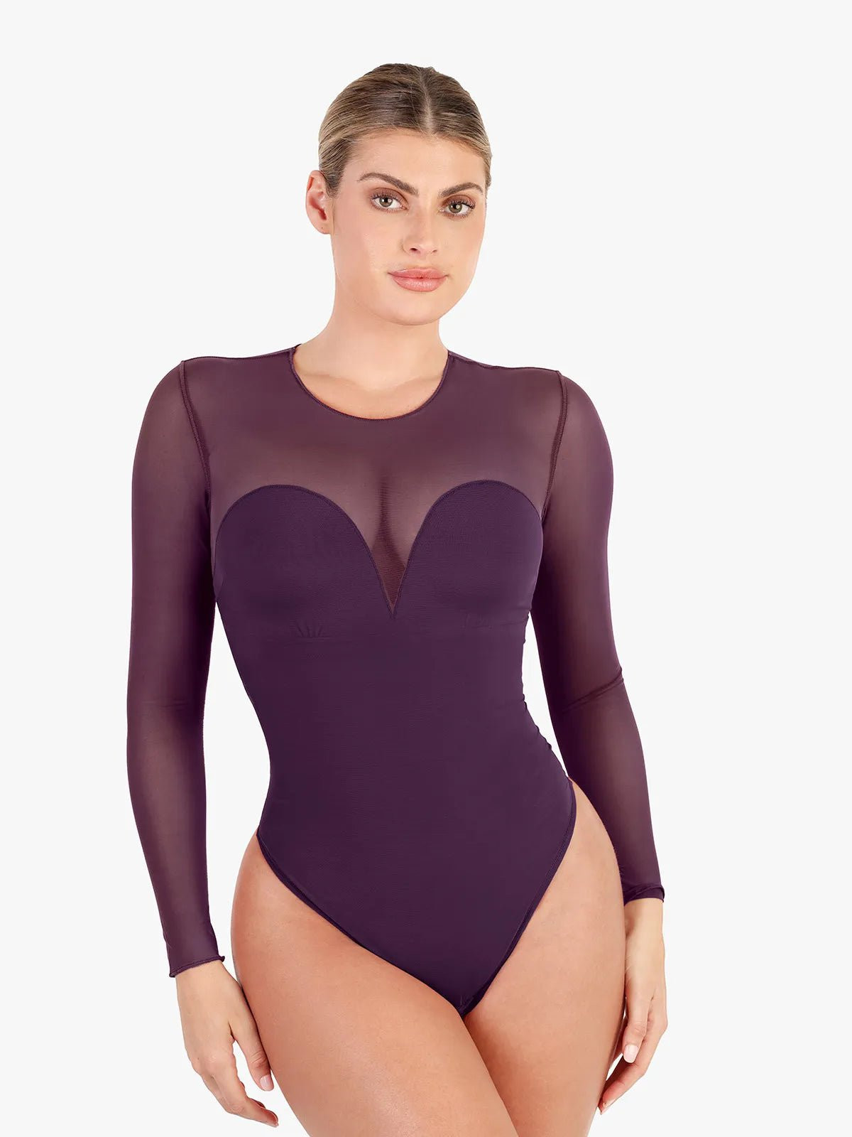 Shapewear Illusion Mesh Long Sleeve Tummy Control Bodysuit | Popilush