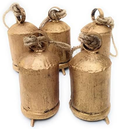 Rustic Metal Gold Cylinder Shape (12CM) Tin Cow Bells Christmas Festive Décor Bells (Set of 5) | Amazon (US)
