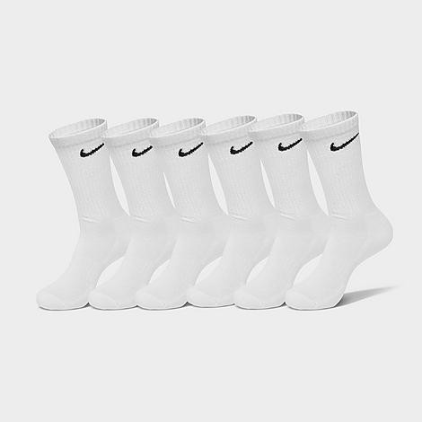 Nike Everyday Cushioned Training Crew Socks (6-Pack) in White/Black Size: Large | Finish Line (US)
