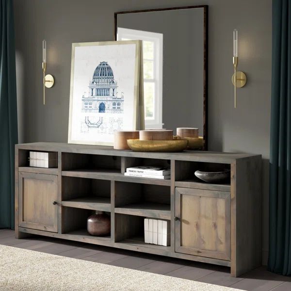 Columbia 84" No Assembly Required Barnwood Finish TV Stand, Holds Up To a 100" TV | Wayfair North America