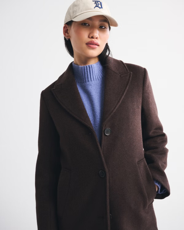 Recycled Wool-Blend Tailored Topcoat | Abercrombie & Fitch (US)