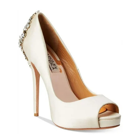 Badgley Mischka Kiara Women s Satin Embellished Peep Toe Stiletto Pumps | Walmart (US)