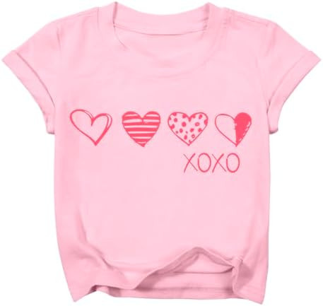 Girls Valentines Day Shirt Toddler Boy Valentines T Shirt Kids Summer Short Sleeve Tops XOXO Love... | Amazon (US)