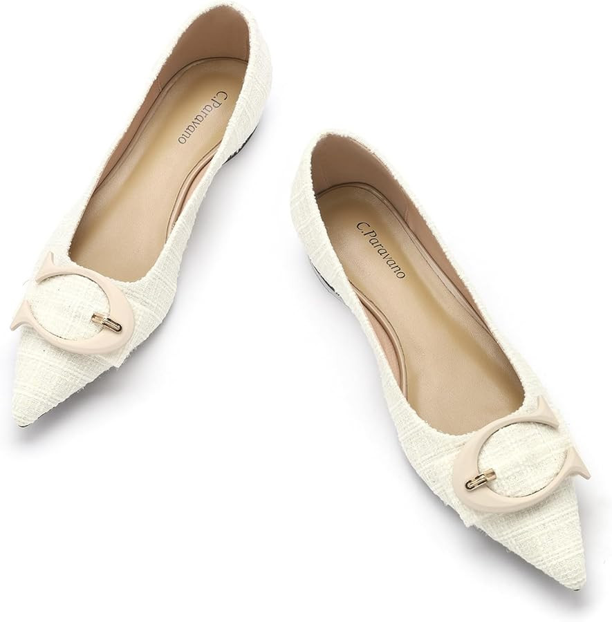 C.Paravano Flat Shoes Women | Ballet for Women Shoes | Pointed Toe Flats | Leather Flats for Wome... | Amazon (US)