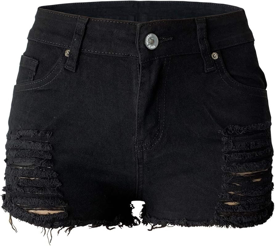 Aodrusa Womens Ripped Denim Shorts Mid Rise Body Enhancing Curvy Cutoff Distressed Jeans | Amazon (US)