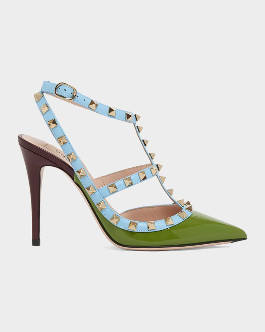 Valentino Garavani Rockstud 100mm Studded Leather Strappy Pumps | Neiman Marcus