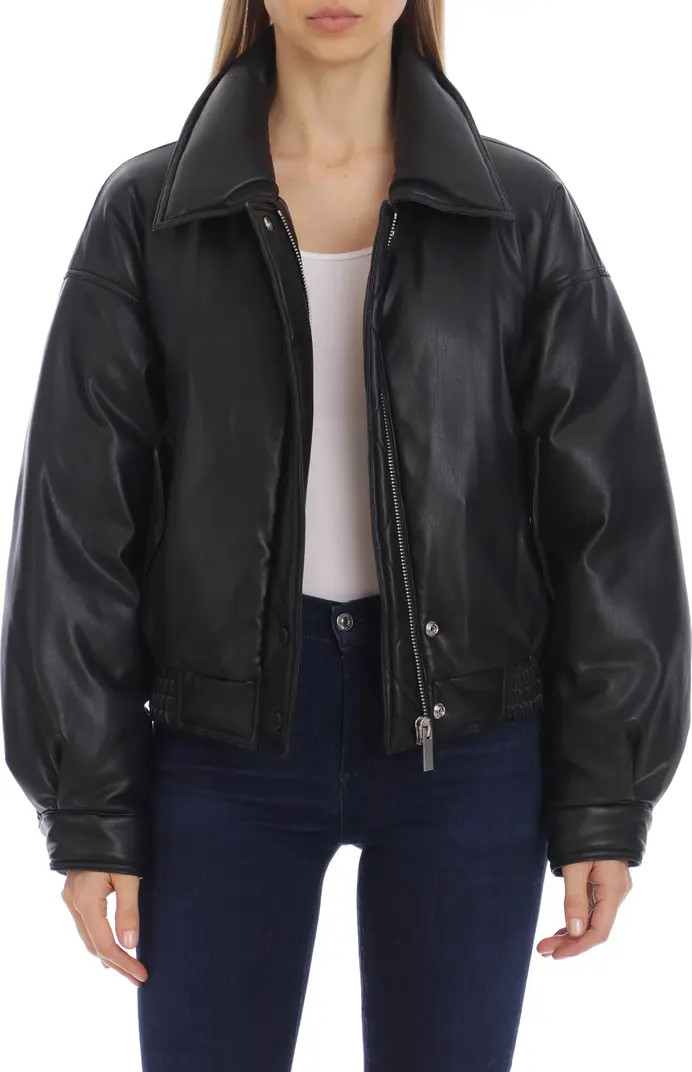 Avec Les Filles Faux Leather Water Resistant Aviator Bomber Jacket | Nordstrom | Nordstrom