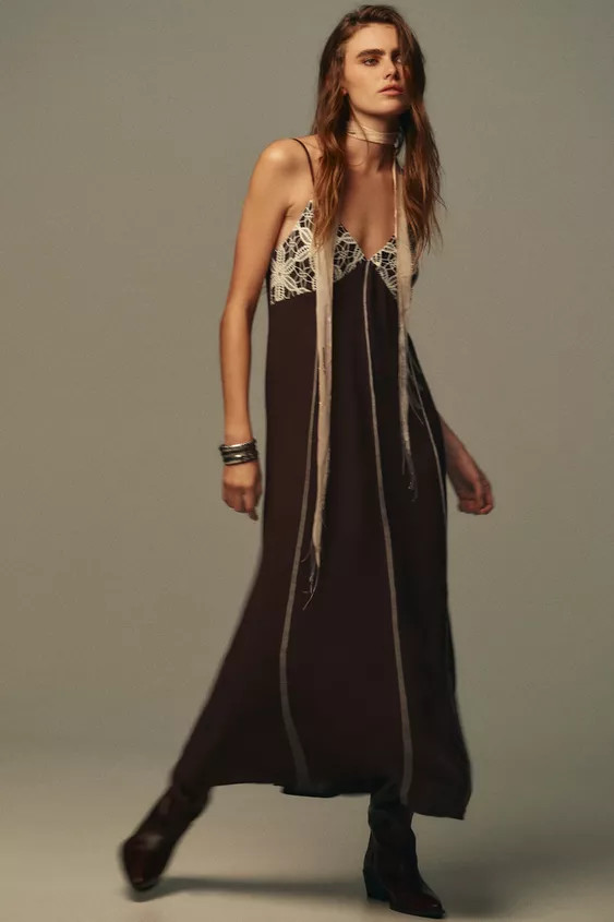 EMBROIDERED STRAPPY MIDI DRESS | Zara UK