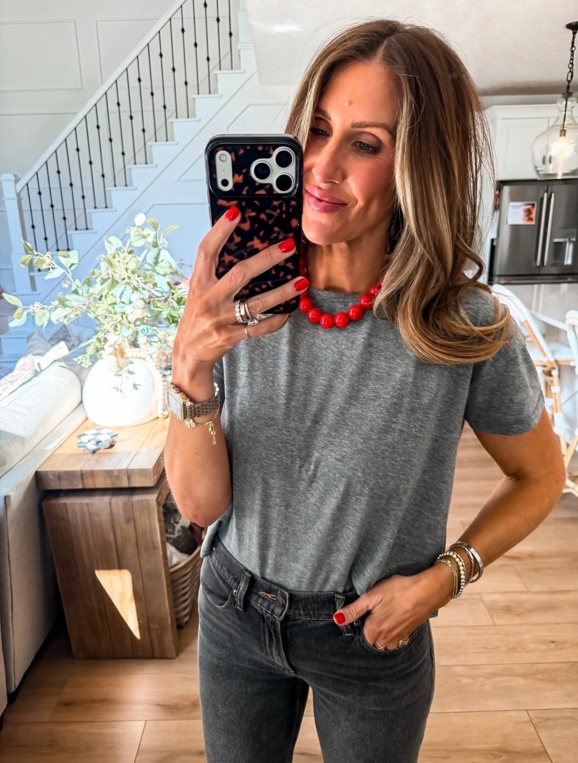 Trending! a good gray tee and denim combo will never fail 👏 added this red necklace for a fun little pop of color and instantly made the whole outfit feel more styled

casual outfit ideas, gray t shirt outfit, everyday style, denim outfit, effortless fashion, basic tee look, mom style fashion, casual chic outfit, simple outfit inspiration, summer everyday outfit, themominstyle

#LTKootd #LTKMothersDay #LTKSeasonal
