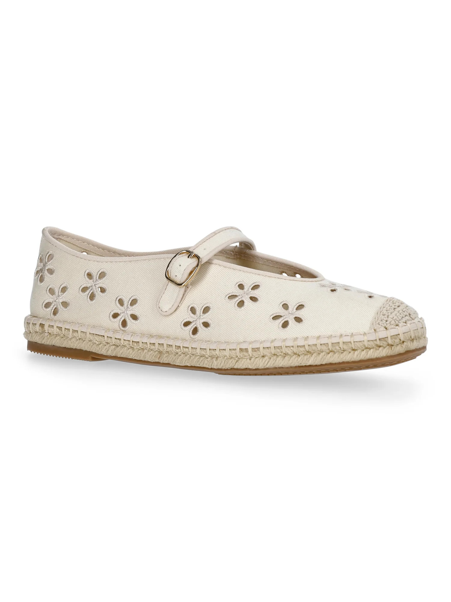 Free Assembly Women's Floral Cut Out Mary Jane Espadrilles | Walmart (US)