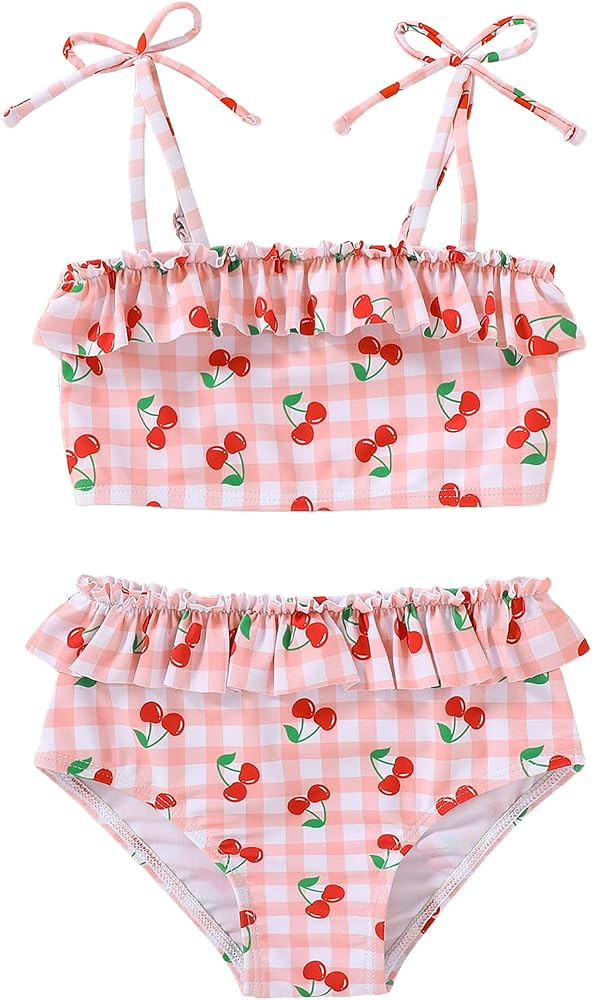 YOUNGER TREE Toddler Swimsuit Girl Two Piece Bathing Suit Ruffle Adjustable Straps Bikini Set Bab... | Amazon (US)