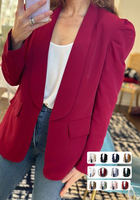 Burgundy puff shoulder blazer 
Under $50 
House of Colour summer burgundy 
Hocwinter
Hocsummer 


#LTKunder50 #LTKSeasonal #LTKHoliday