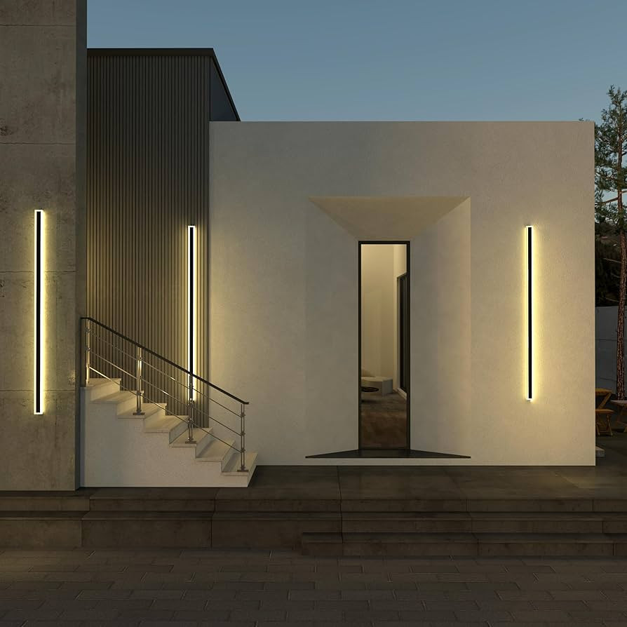 Ozarke Immense Modern Outdoor Wall Lamp - LED Exterior Linear Light Fixture, UL Listed Sconce Lig... | Amazon (US)