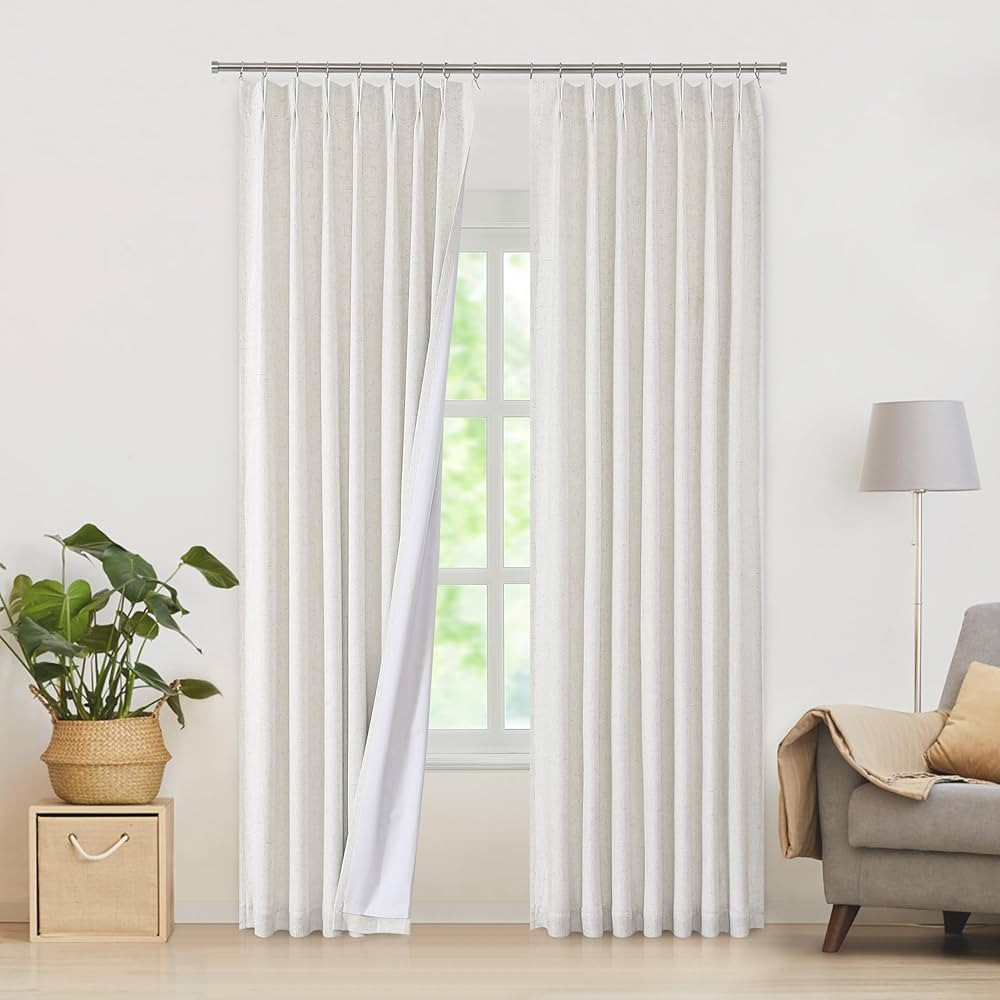 Amazon.com: WEST LAKE Bailey Linen Pinch Pleat 100 Full Blackout Curtains 84 Inches Length,Modern... | Amazon (US)
