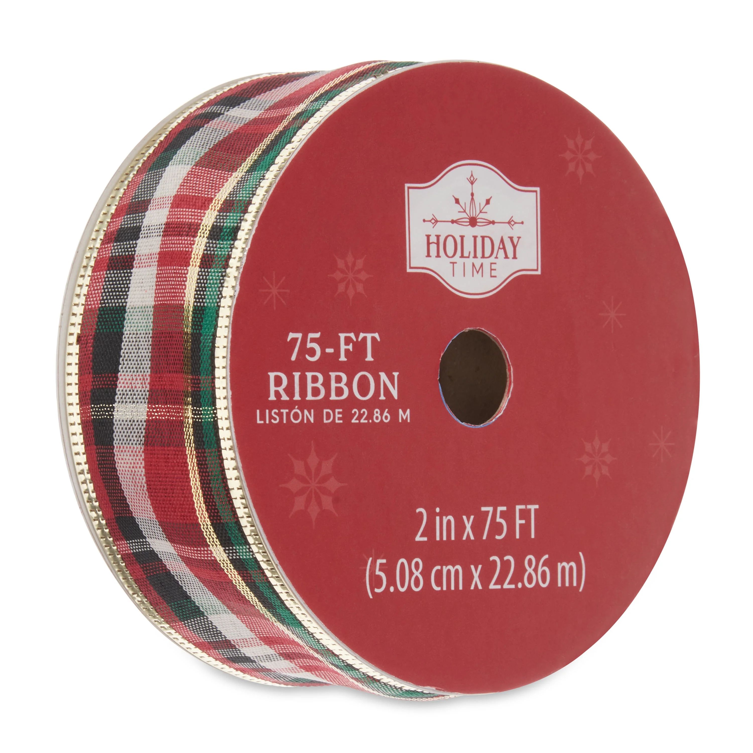 Holiday Time Traditional Plaid Ribbon, 2" x 75' - Walmart.com | Walmart (US)