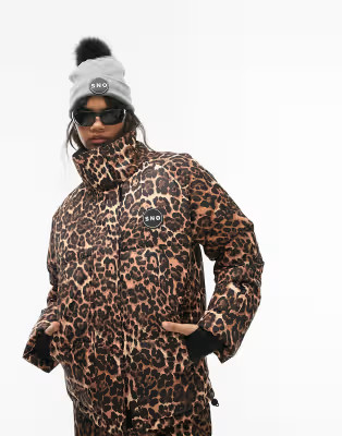 Topshop Sno funnel neck puffer ski jacket in leopard print | ASOS (Global)