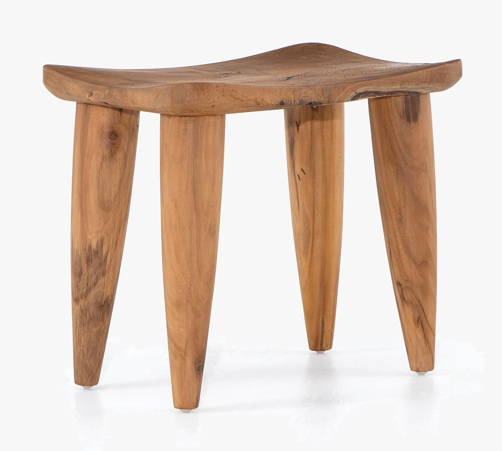 Zander Indoor/Outdoor FSC&amp;#174; Teak Accent Stool, Aged Natural | Pottery Barn (US)