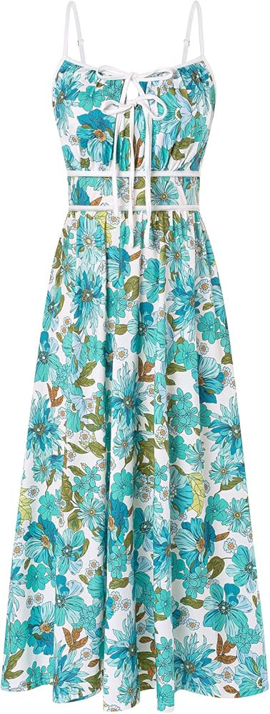 GRACE KARIN Women's 2025 Summer Casual Floral Boho Dress Spaghetti Strap Flowy Beach Maxi Dresses | Amazon (US)