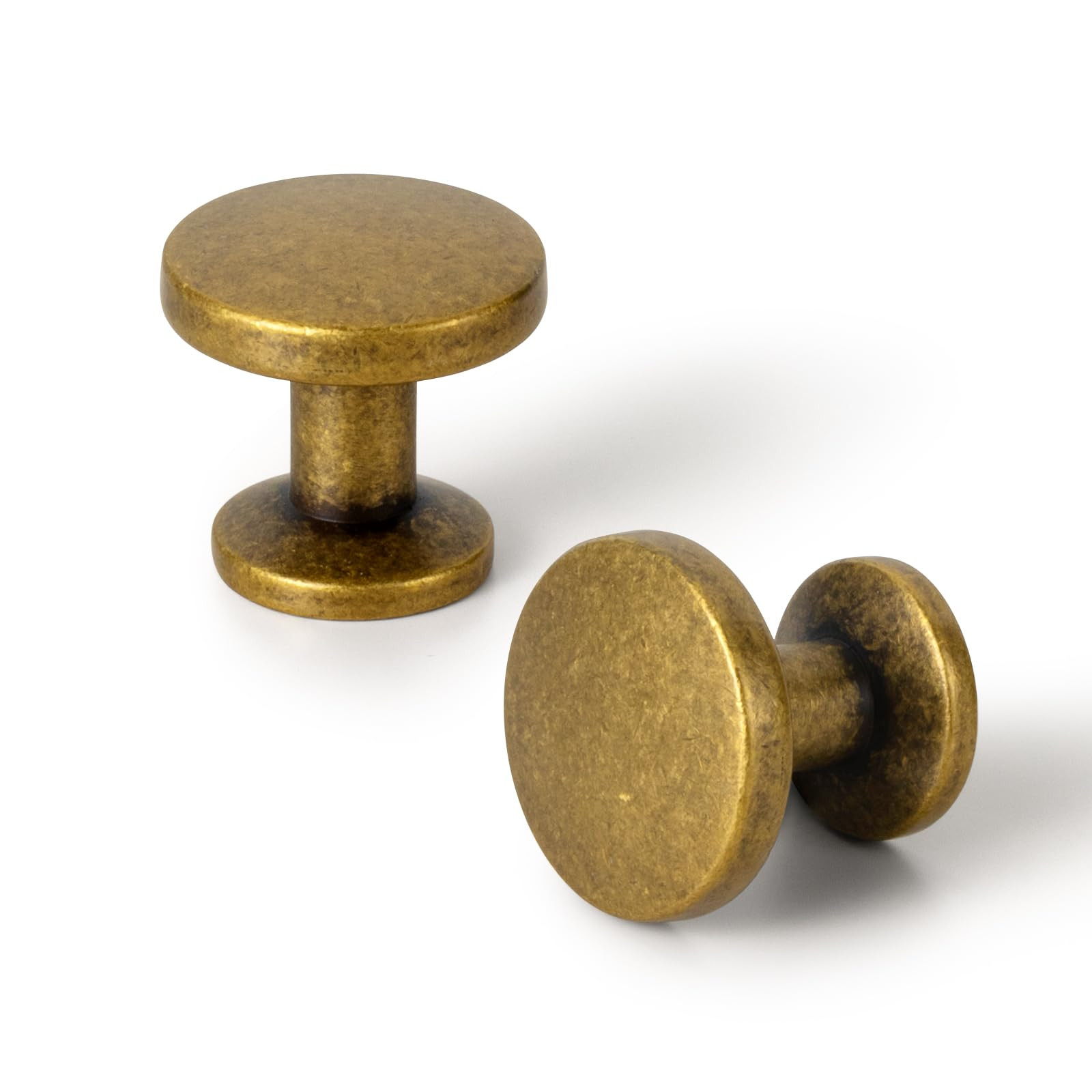 Set of 12 Sleek Antique Brass Cabinet Knobs with Cylindrical Stem – Vintage Kitchen Drawer Hand... | Amazon (US)