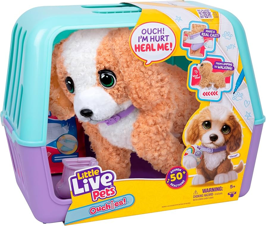 Little Live Pets Ouchies Amazon Exclusive Hazel The Poodle Plush, 50+ Sounds, Limping to Walking ... | Amazon (US)