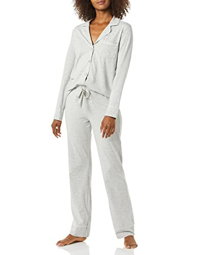Amazon Essentials Women's Cotton Modal Long-Sleeve Shirt and Full-Length Bottom Pajama Set | Amazon (US)