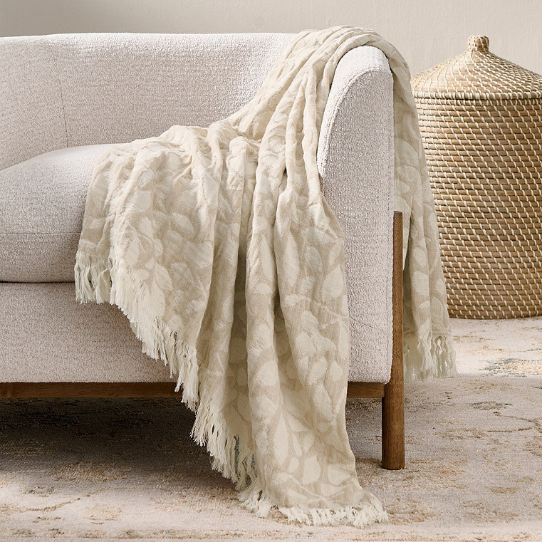 Bryn Woven Cotton Leaf Throw - Grandin Road | Grandin Road