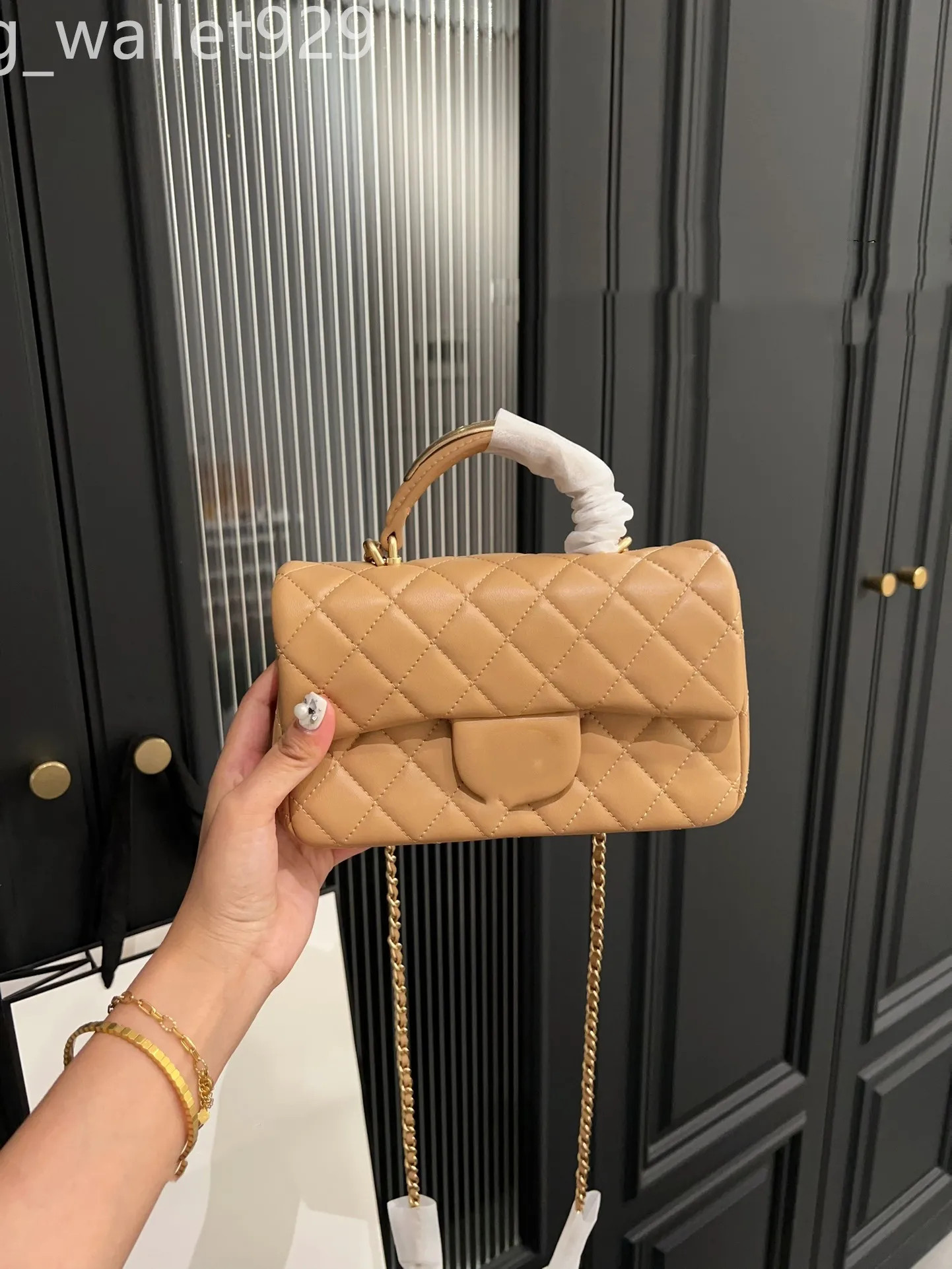 luxury handle little shoulder bag mini crossbody designer caviar lambskin cc letter black white c... | DHGate