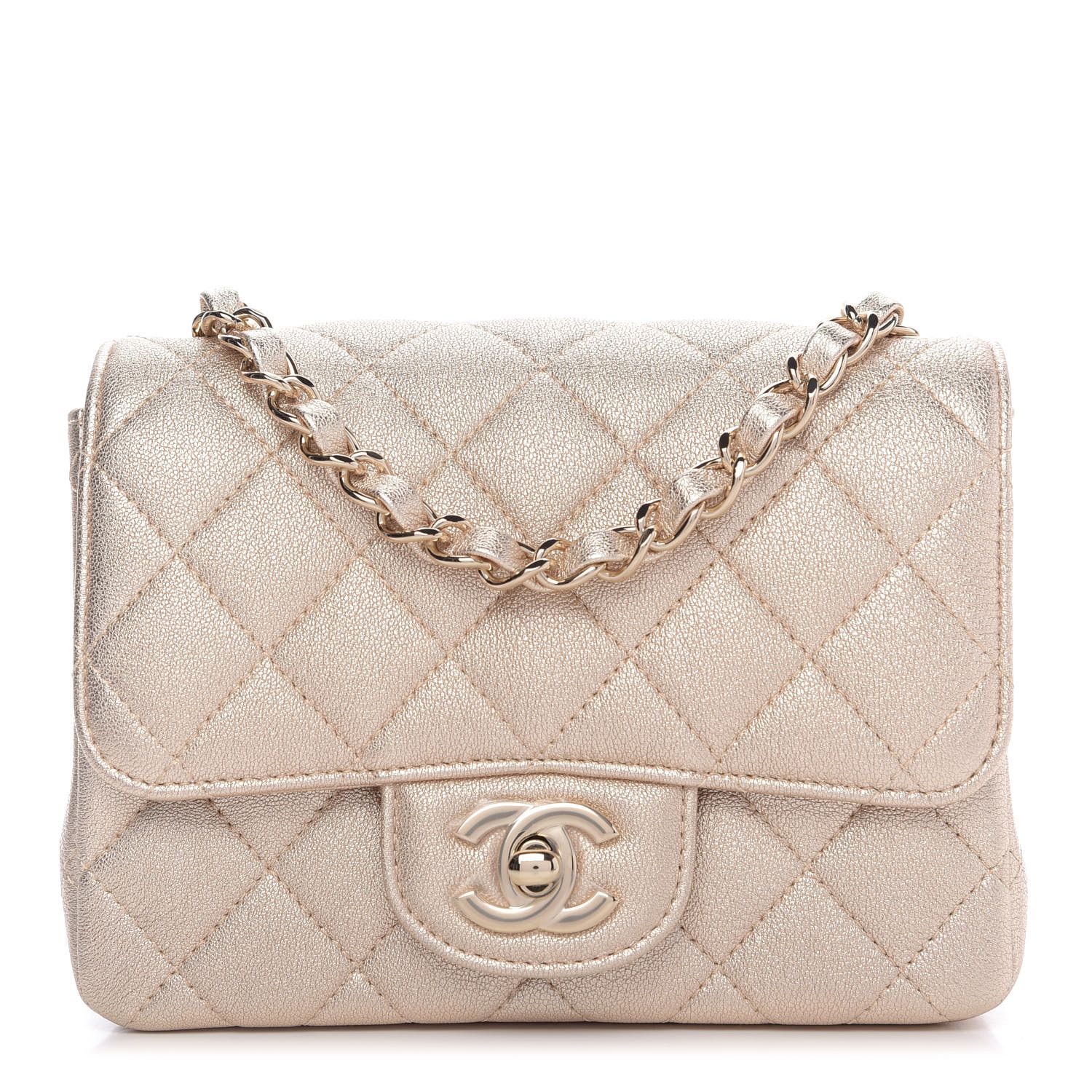 CHANEL

Metallic Lambskin Quilted Mini Square Flap Gold | Fashionphile