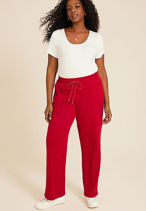 Plus High Rise Fleece Wide Leg Sweatpant | Maurices