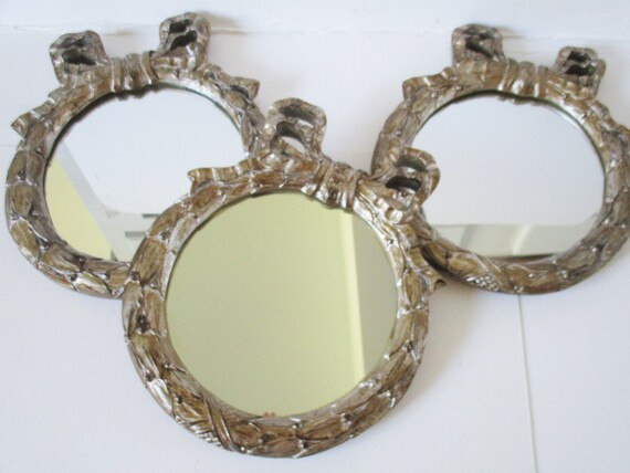 Vintage set of 3 holiday mirrors approx 9" x 10"  antique brass finish on a plaster body, wall mo... | Etsy (CAD)