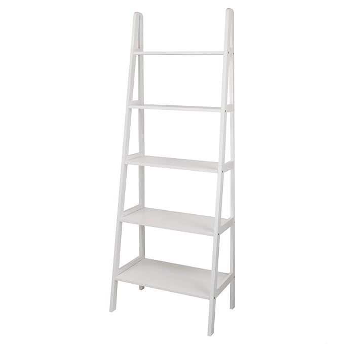 Casual Home 176-51 5-Shelf Ladder Bookcase, White | Amazon (US)
