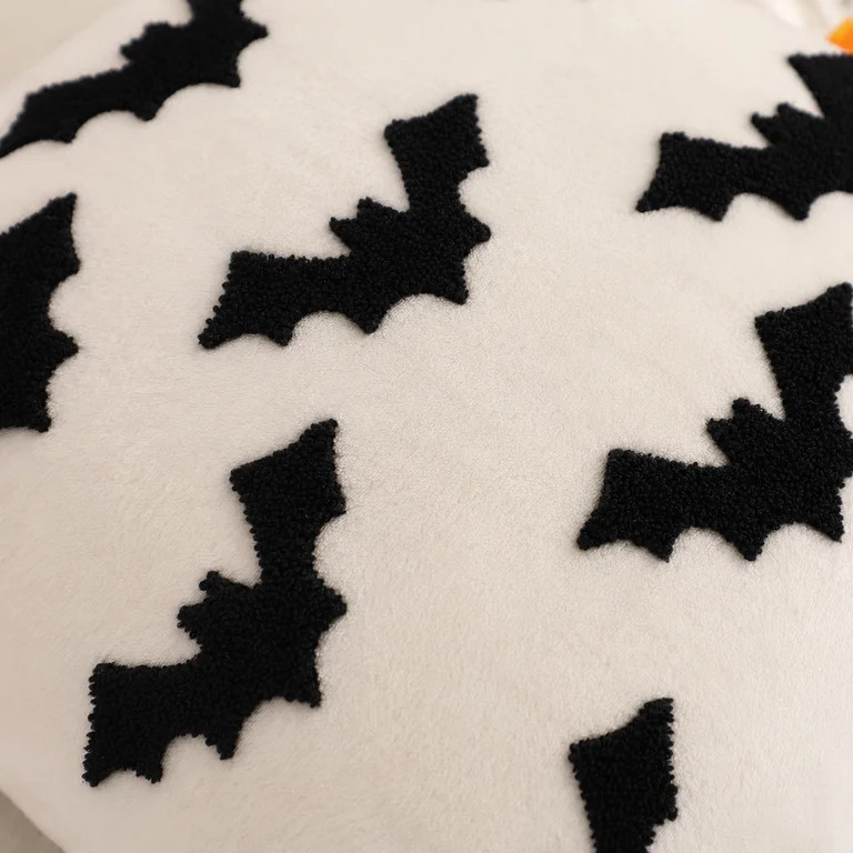 Halloween Throw Pillow Covers 18x18 inch Set of 2 Black 3D Bats Embroidery Pillow Cases Thanksgiv... | Walmart (US)