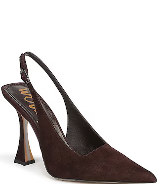 Sam Edelman Odette Suede Slingback Flared Heel Pointed Toe Pumps | Dillard's | Dillard's