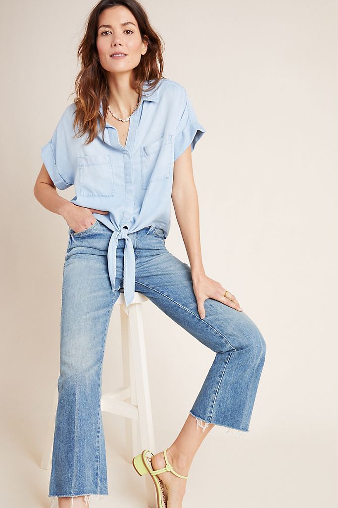 Cloth & Stone Tie-Front Chambray Buttondown | Anthropologie (US)