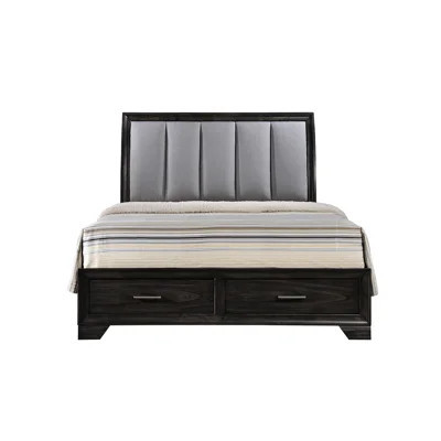 Ultra - Headboard Contemporary Storage Bed For Queen, Grey Finish, Solid Wood, Two Drawers, French Construction Queen With Headboard, Wood Frame, Engl | Wayfair North America