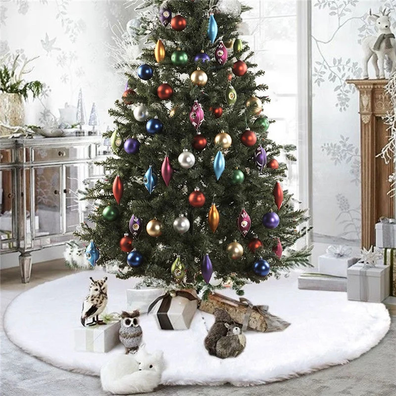 Christmas Tree Skirt, 4 Size White Plush Christmas Tree Skirt，Christmas Tree Decorations, Chris... | Walmart (US)