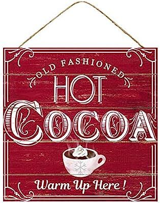 Craig Bachman 12 Inch Square MDF Printed Sign Vintage Hot Cocoa Theme (White, Red, Beige) Christm... | Amazon (US)