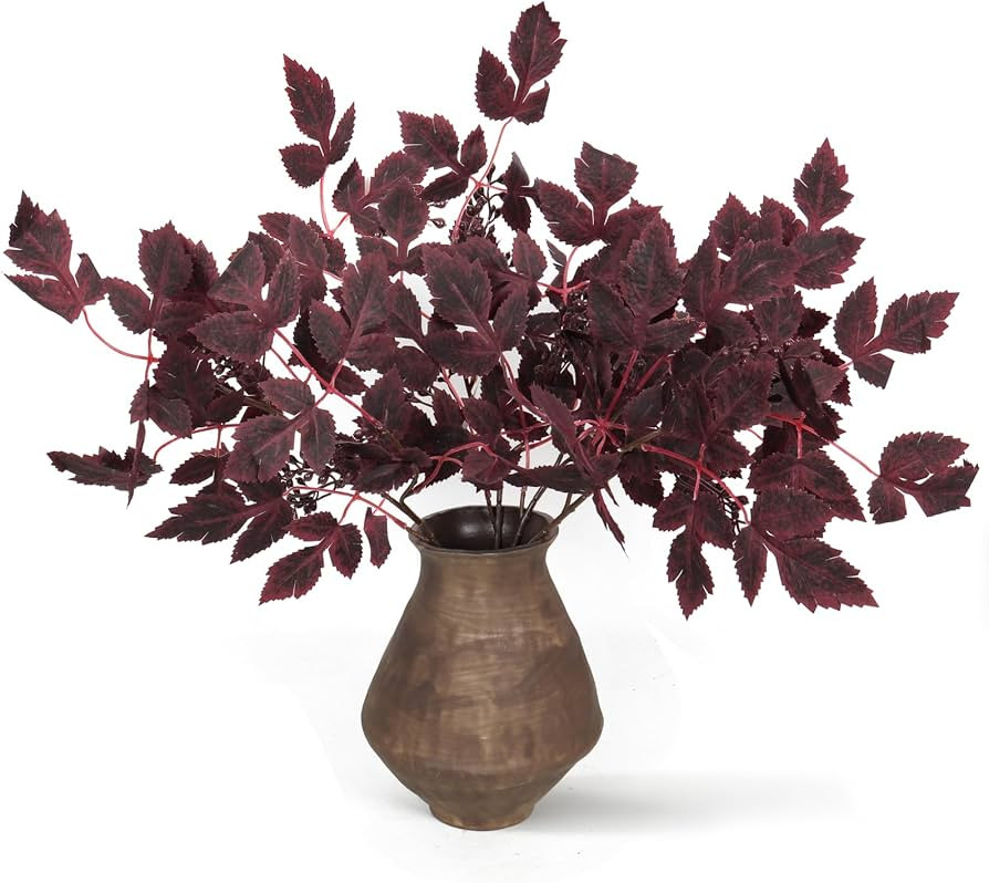 RECUTMS 4 Pack Artificial Fall Cimicifuga Leaf Stems for Vase Decor | Amazon (US)