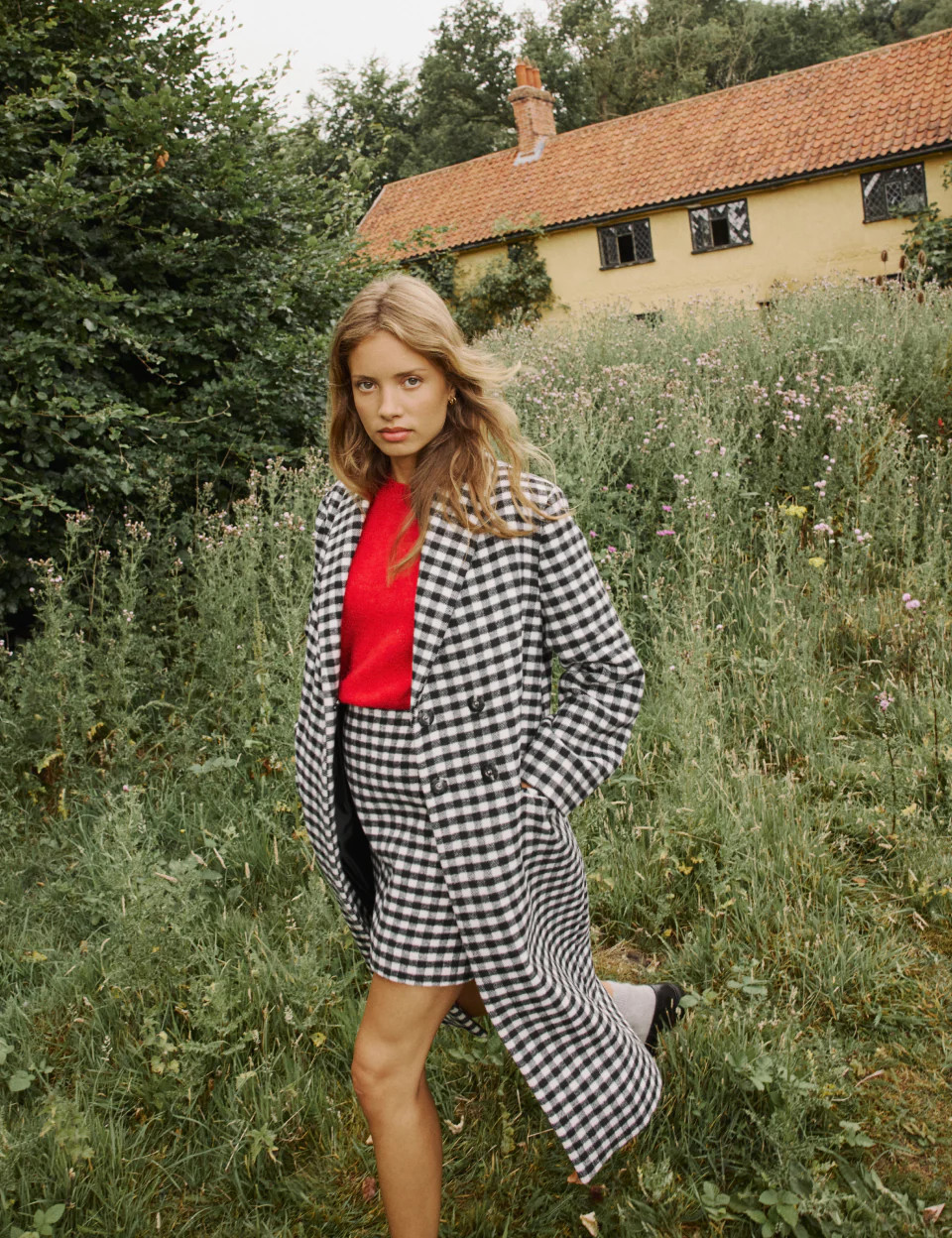 Black And White Gingham Double Breasted Coat | Nobody's Child