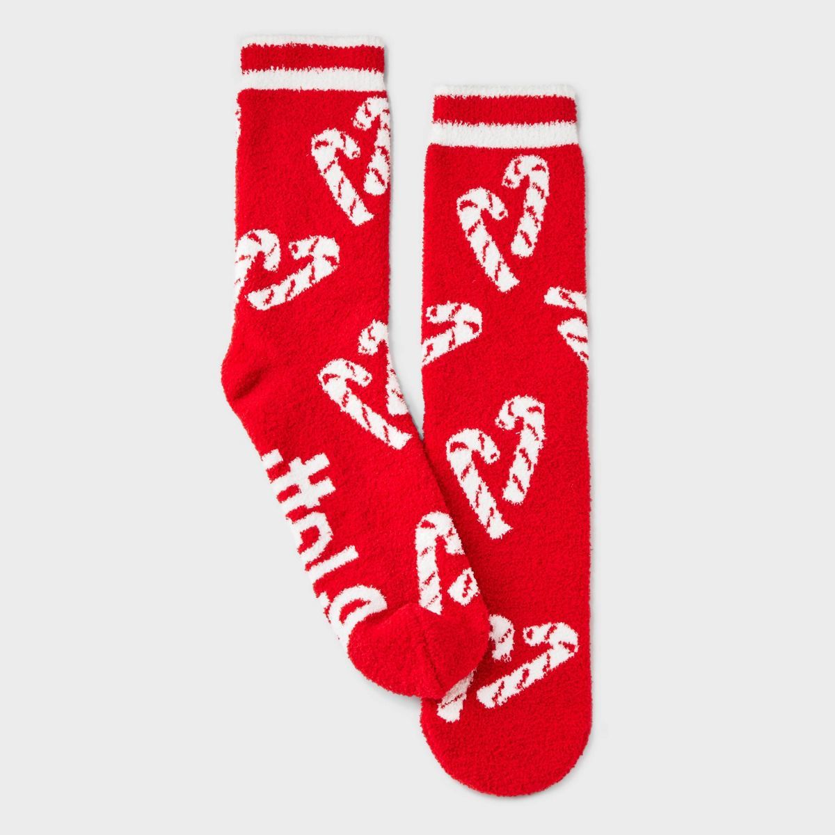 Men's Candy Cane 'Merry and Bright' Cozy Crew Socks with Gift Card Holder - Wondershop™ Red/Whi... | Target
