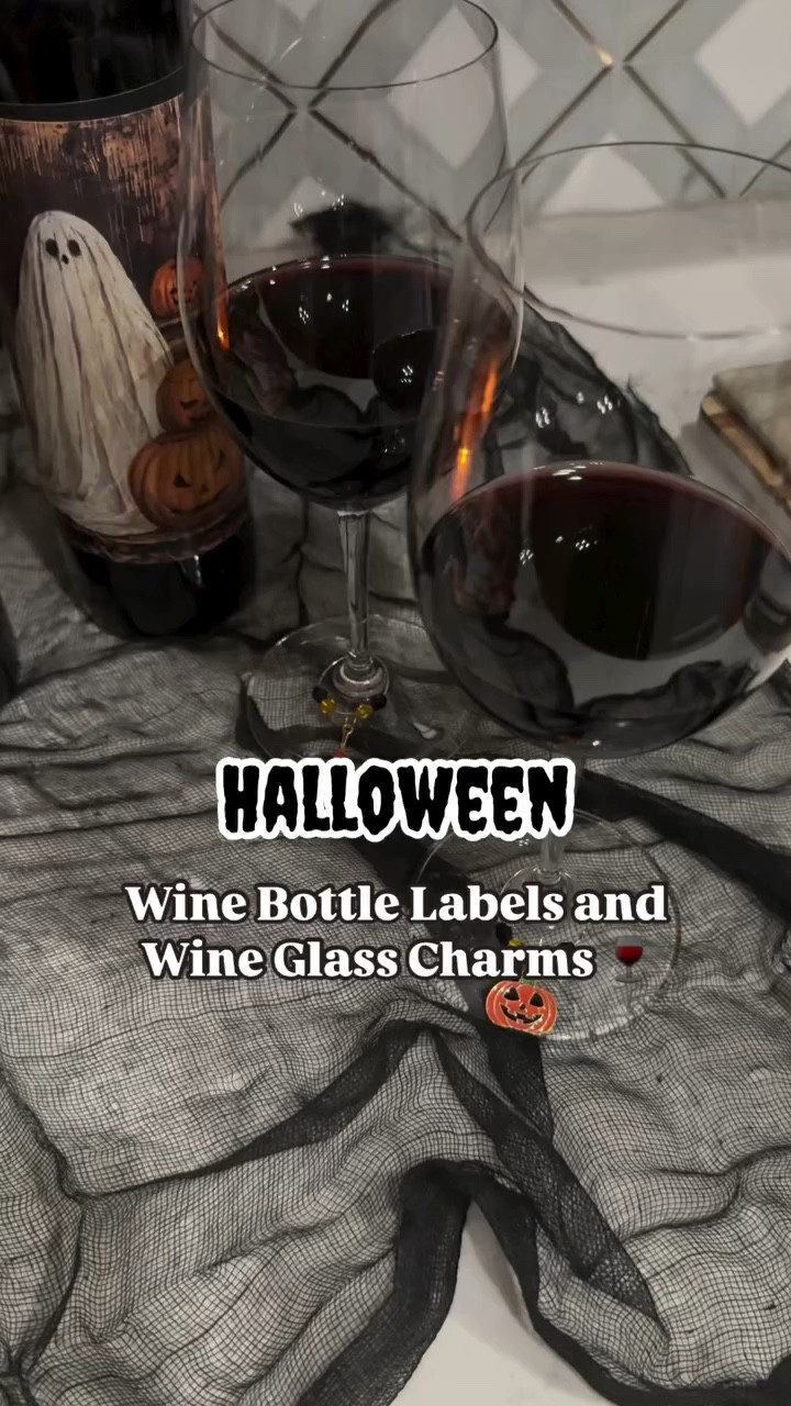 Dress up any bottle for the month of October with these spooky labels 👻 I love the fun Halloween vibes they add! It also makes a great Boo Gift for your friends or neighbors! 
And adding charms to your wine glasses just adds the perfect touch! ✨🍷 

Comment WINE for the link! 👻

#halloween #spooky #spookyseason #halloweendecor #halloweenideas #halloweeninspo #halloweentime #fall #falldecor #fallstyle #autumn #autumnvibes #autumnstyle #hosting #winenight #halloweenparty #girlsnight