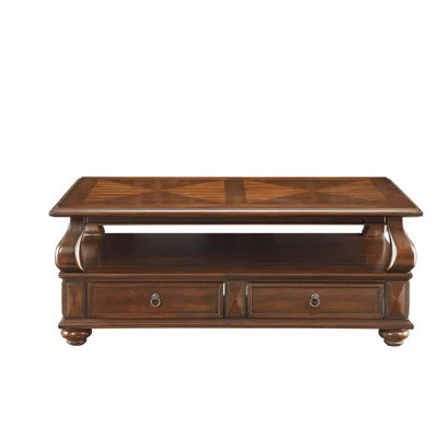 Charming Walnut Coffee Table With 4 Drawers And 1 Shelf For Living Room Finish Rectangular A Fashionable | Wayfair North America