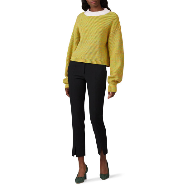 Tibi Cropped Crewneck Pullover green | Rent the Runway