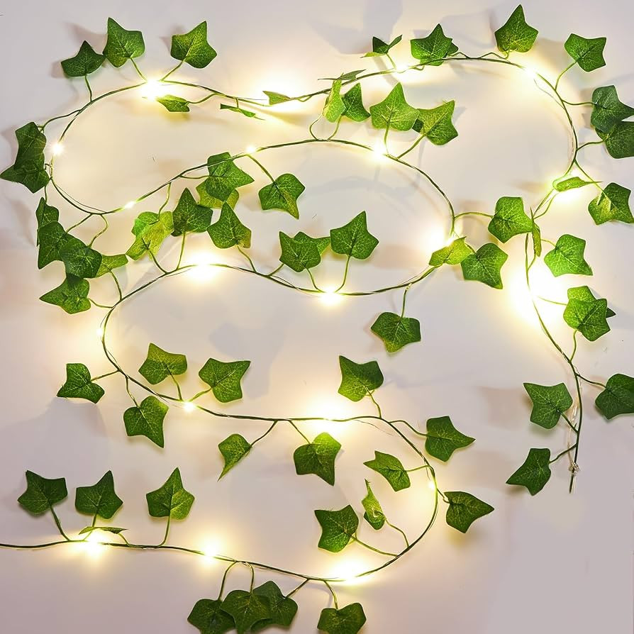 KASZOO 2 Pack 6.56 Ft Vines with Fairy Lights Battery Operated, 40 LEDs Artificial Garland Plant ... | Amazon (US)
