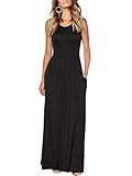 Amoretu Womens Summer Crew Neck Sleeveless Maxi Dress with Pockets(Black,XL) | Amazon (US)