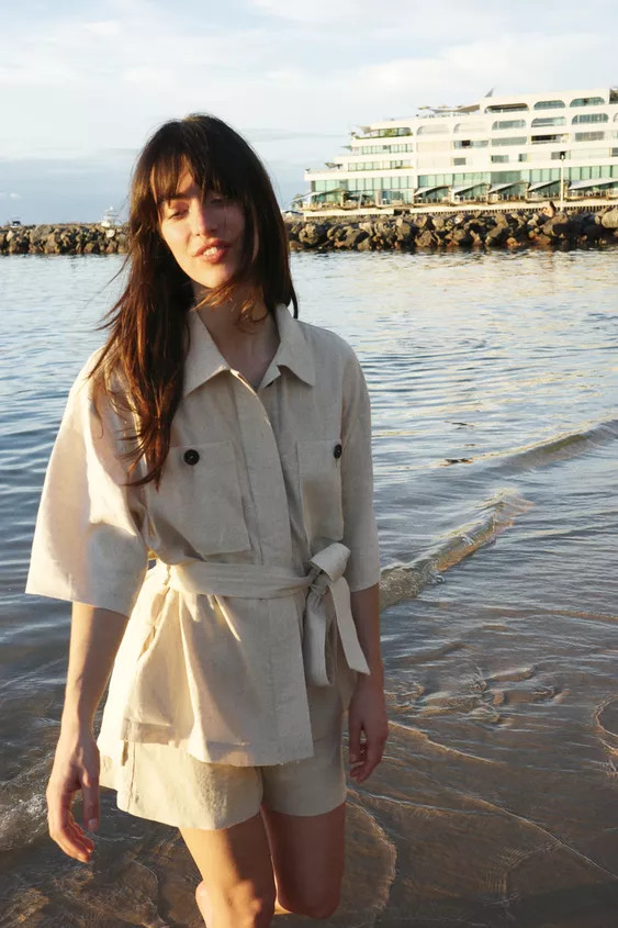 BELTED LINEN SAFARI JACKET | Zara US