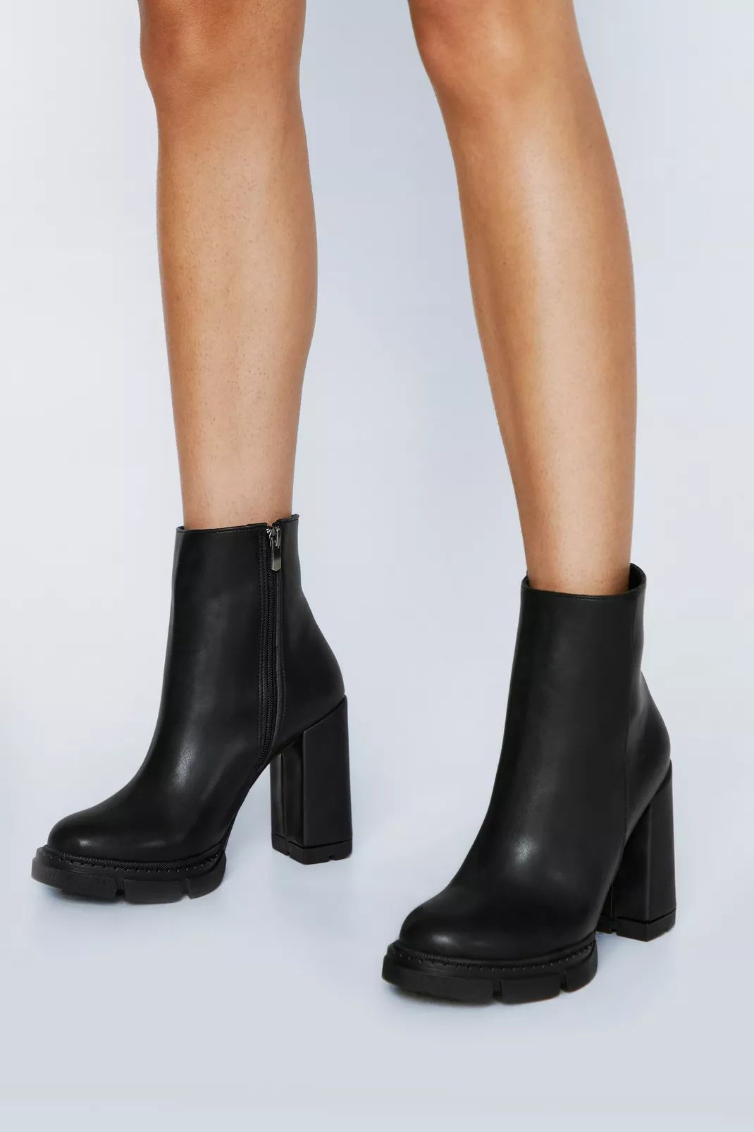 Faux Leather Chunky Heeled Ankle Boot | Nasty Gal UK (+IE)