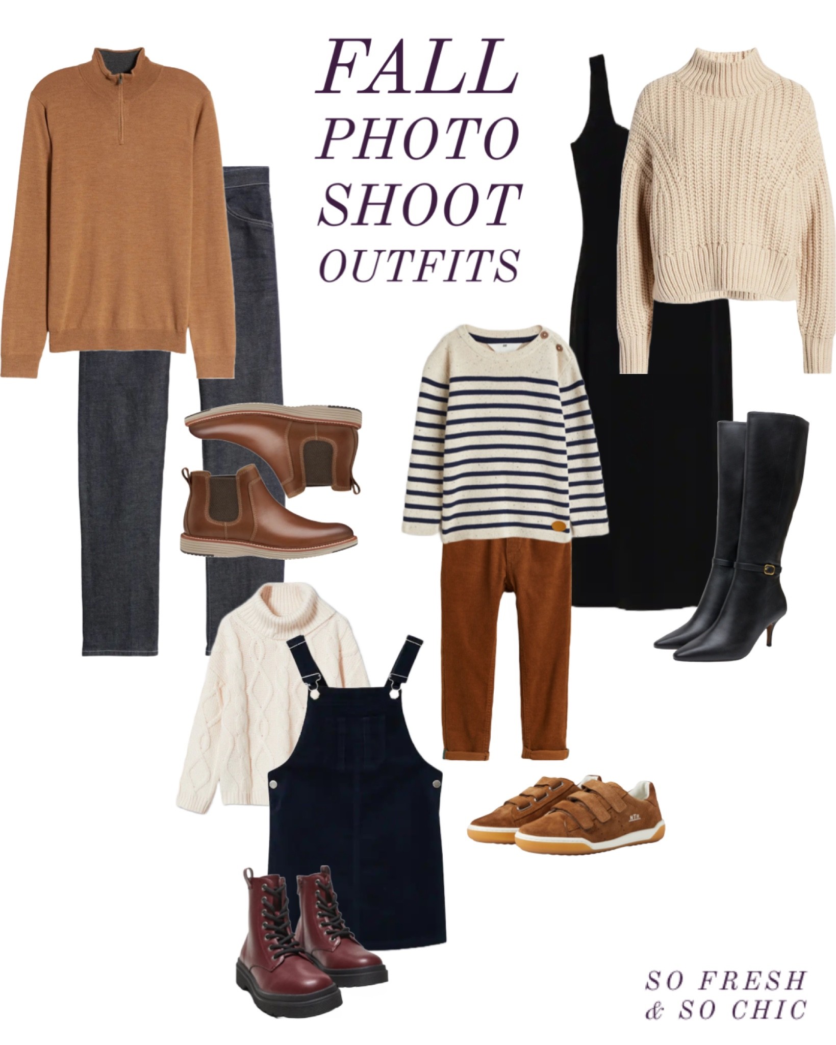 Neutral Fall family photo shoot outfits!
-
#ootd - boys striped sweater - boys corduroys - boys brown leather sneakers - girls black corduroy overalls dress - girls white turtleneck sweater - girls burgundy Fall boots - men’s brown merino wool sweater - men’s AGolde jeans - men’s
Brown Chelsea boots - women’s black slip dress - women’s white chunky mock neck sweater - women’s knee high tall leather boots - women’s crocodile embossed black leather shoulder bag - coordinated family outfits - modern family outfits - Anine Bing - Nordstrom - Mango - Zappos - & Other Stories - H&M Kids clothing #LTKshoecrush #LTKmens #LTKItbag 

#LTKkids #LTKfamily #LTKstyletip