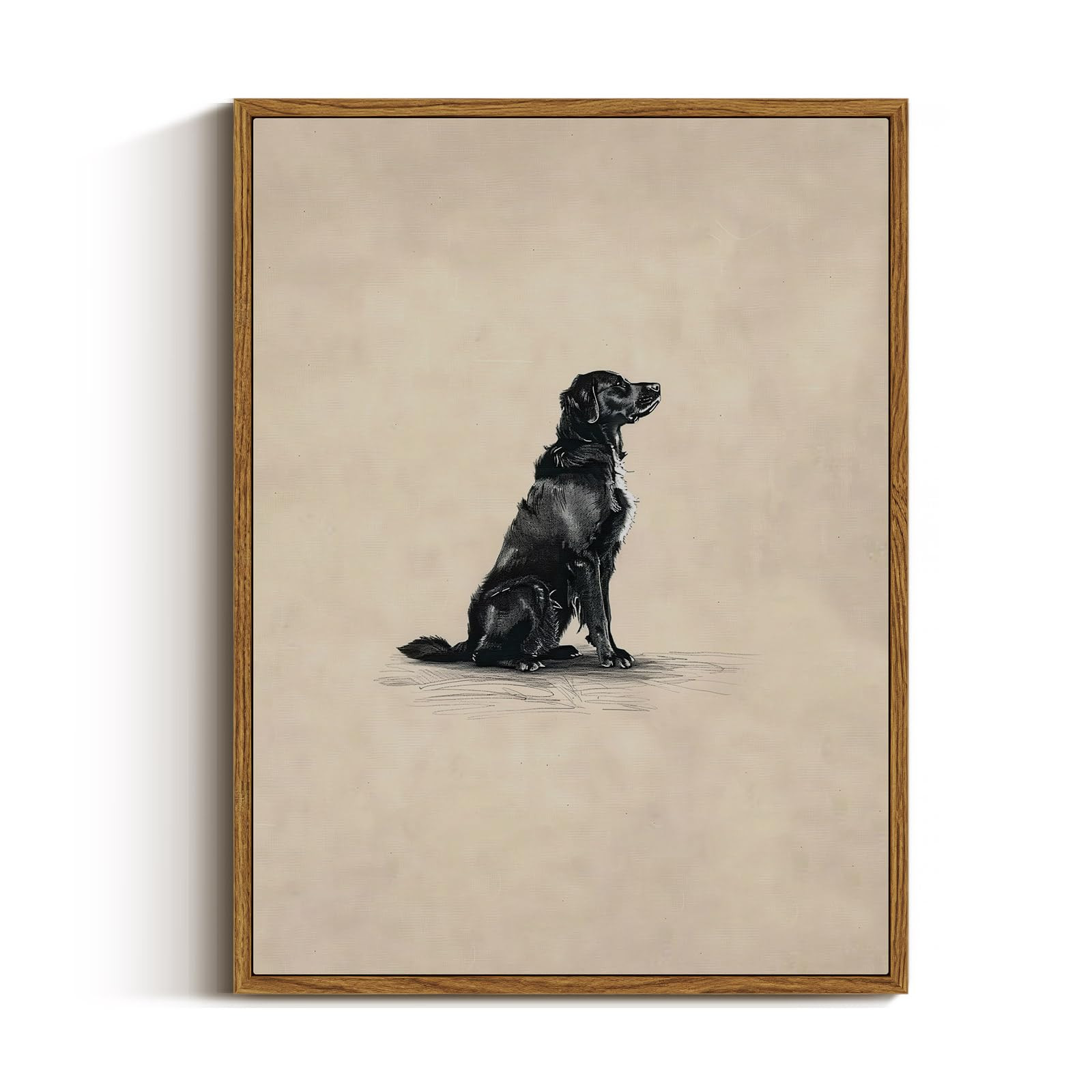 VIYYIEA Vintage Framed Black Dog Wall Art, Bedroom Living Room Minimalist Animal Art Decor, Antiq... | Amazon (US)
